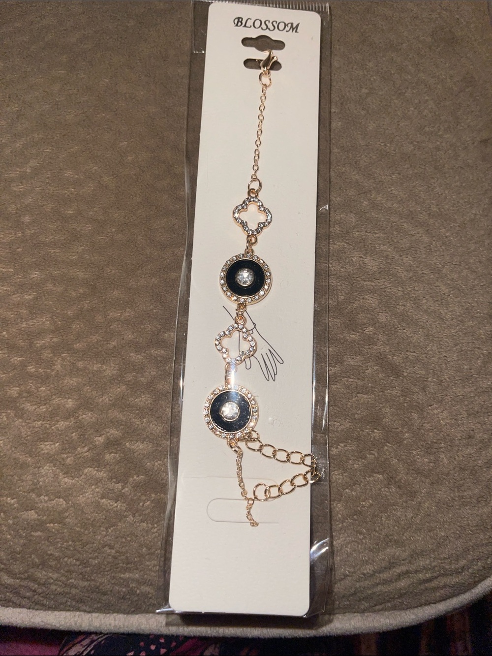 Gold-Tone Black Crystal Accent Bracelet